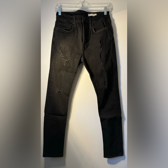 AllSaints Cigarette Jet Black Distressed Jeans